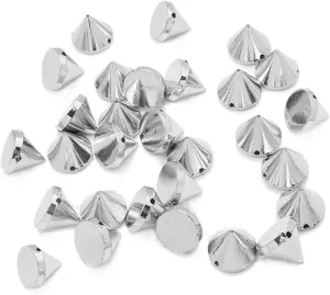 100pcs 12mm Silver Bullet Spike Cone Studs Punk Bullet Cone Plastic Rivets Spike Studs Beads for Cosplay Costume Jackets Bags & Shoes Embellishment DIY Craft Accessories