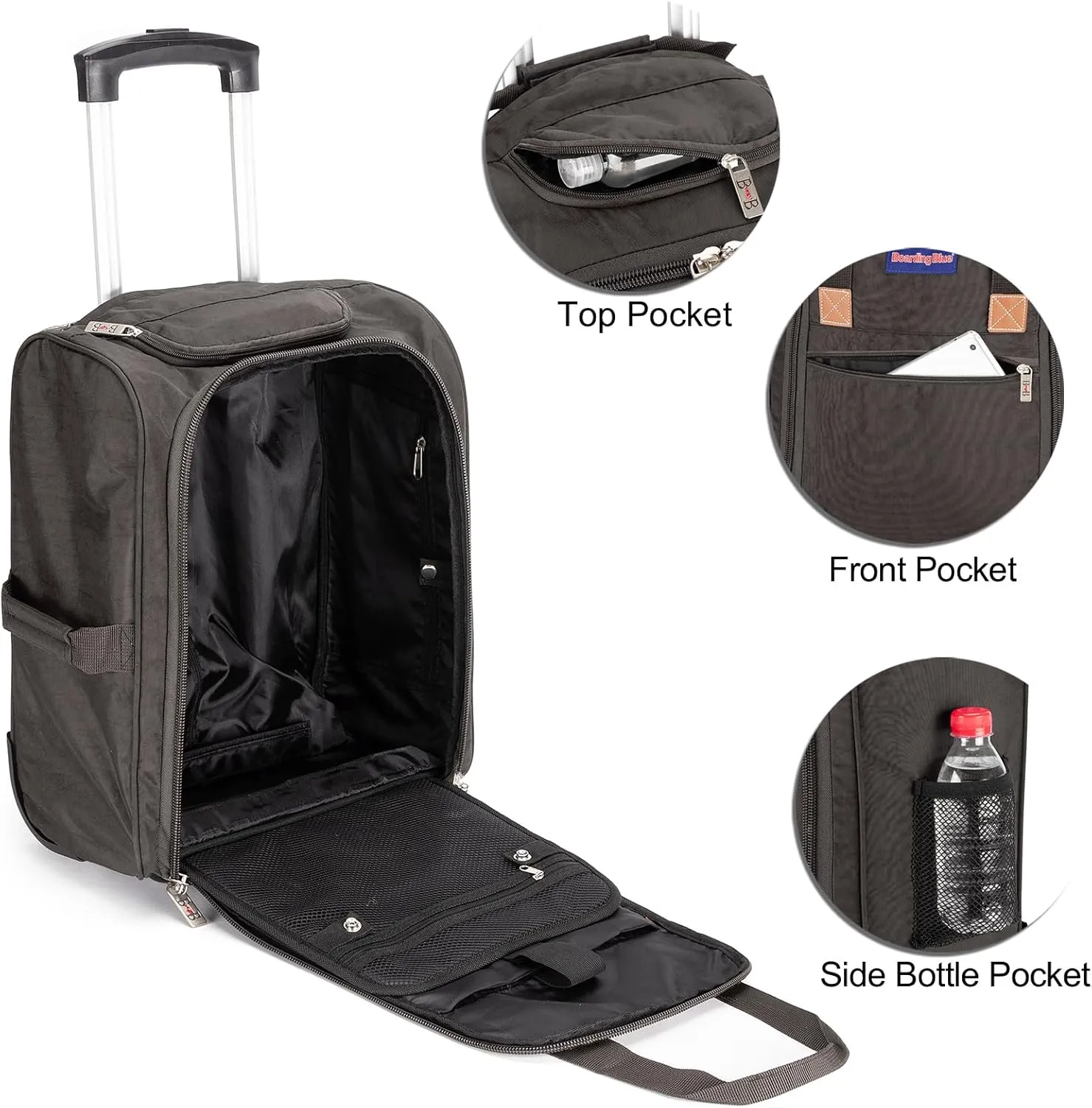 17x13x8 Inches JetBlue Airlines Rolling Personal Item Underseat Travel Bag - Suitable for Major Airlines including Spirit, Jetblue, Frontier, and American - Duffel Bag Design (Beige)