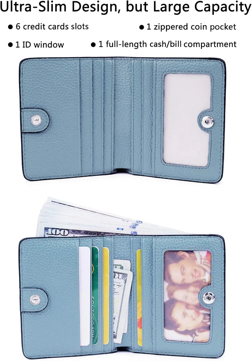 AINIMOER Small Leather Wallet for Women, Ladies Credit Card Holder RFID Blocking Women's Mini Bifold Pocket Purse
