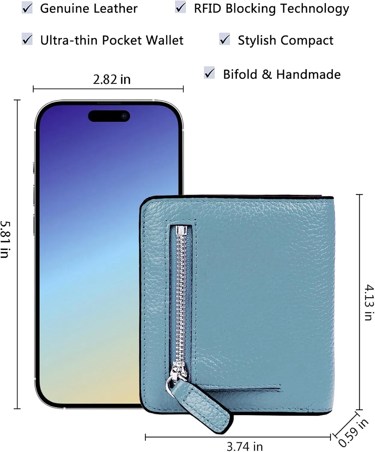 AINIMOER Small Leather Wallet for Women, Ladies Credit Card Holder RFID Blocking Women's Mini Bifold Pocket Purse