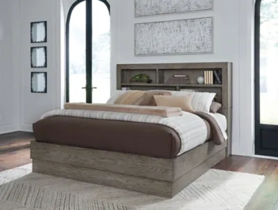 Anibecca Queen Bookcase Bed with Mirrored Dresser, Chest and 2 Nightstands