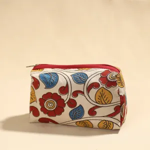 Beige - Kalamkari Printed Cotton Toiletry Pouch 06