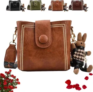 Bootara Bucket Bag, Bootara Women's Vintage Bucket Bag, Fashion Shoulder Crossbody Bags with Cute Bunny Charm