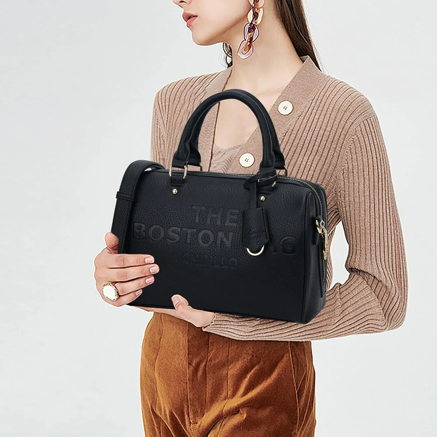 Boston Bags for Women, Top Handle Satchel Purse and Handbags with Shoulder Strap