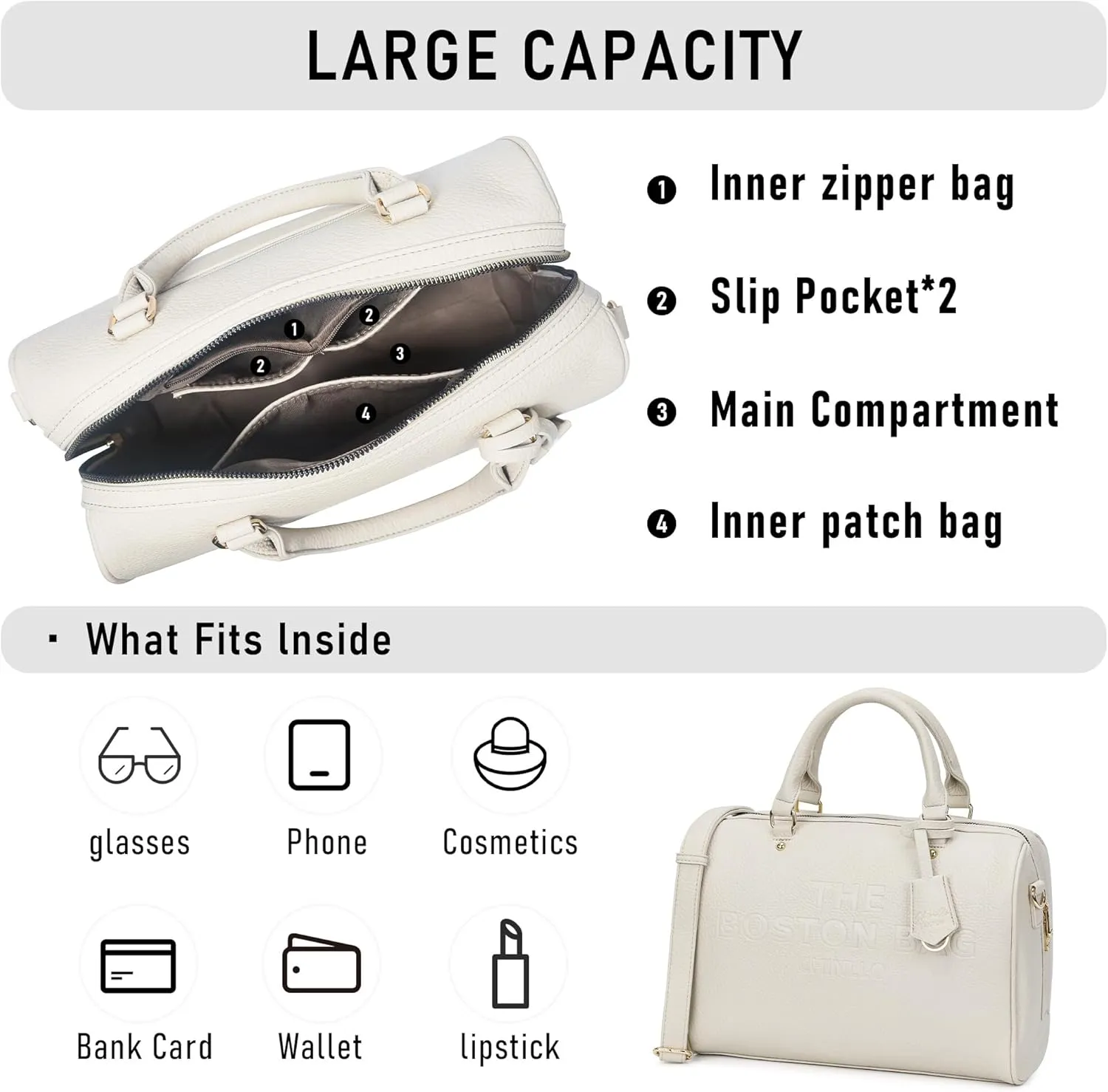 Boston Bags for Women, Top Handle Satchel Purse and Handbags with Shoulder Strap