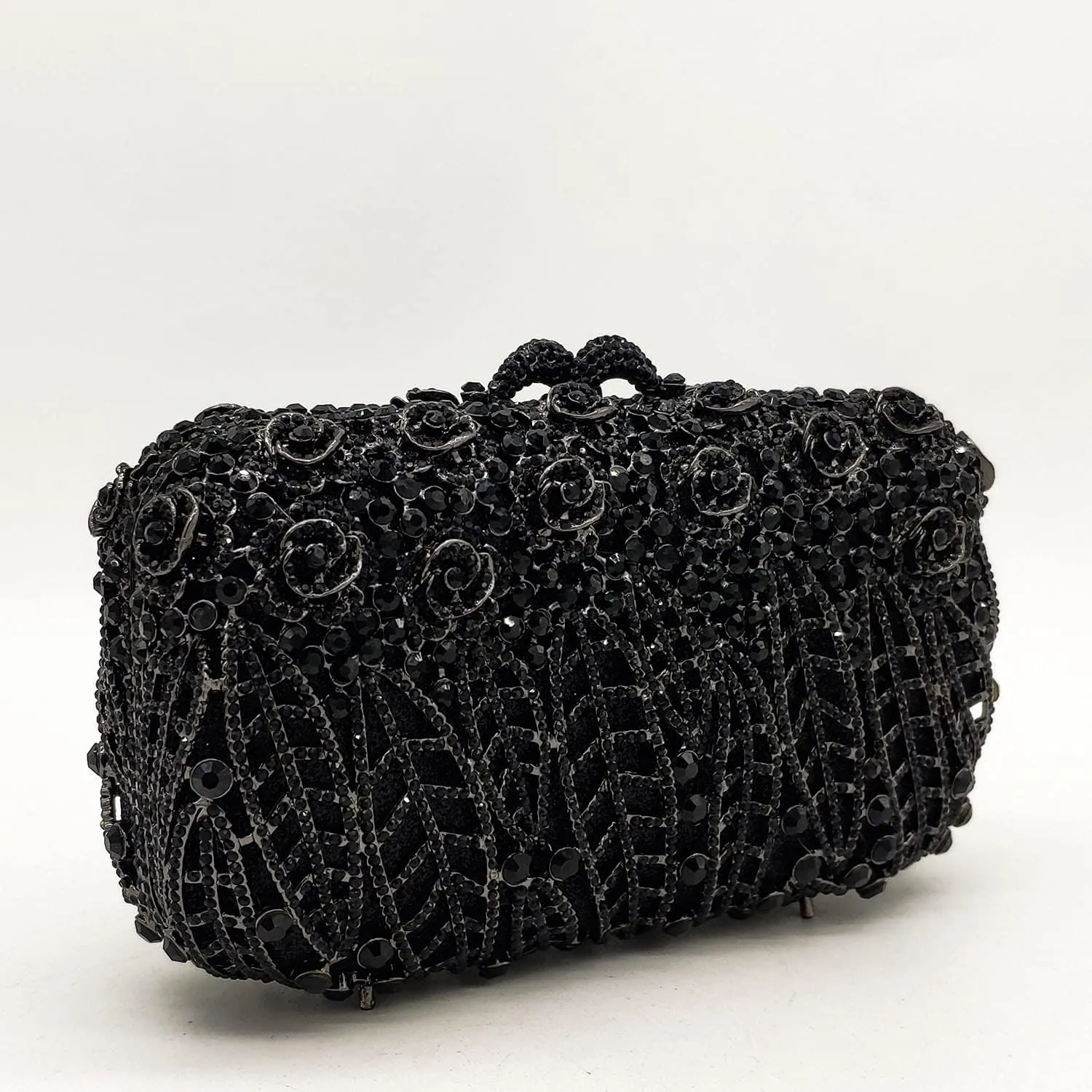 Boutique De FGG Flower Clutch Purse for Women Crystal Clutch Evening Bags Formal Party Rhinestone Purses and Handbags,Mini