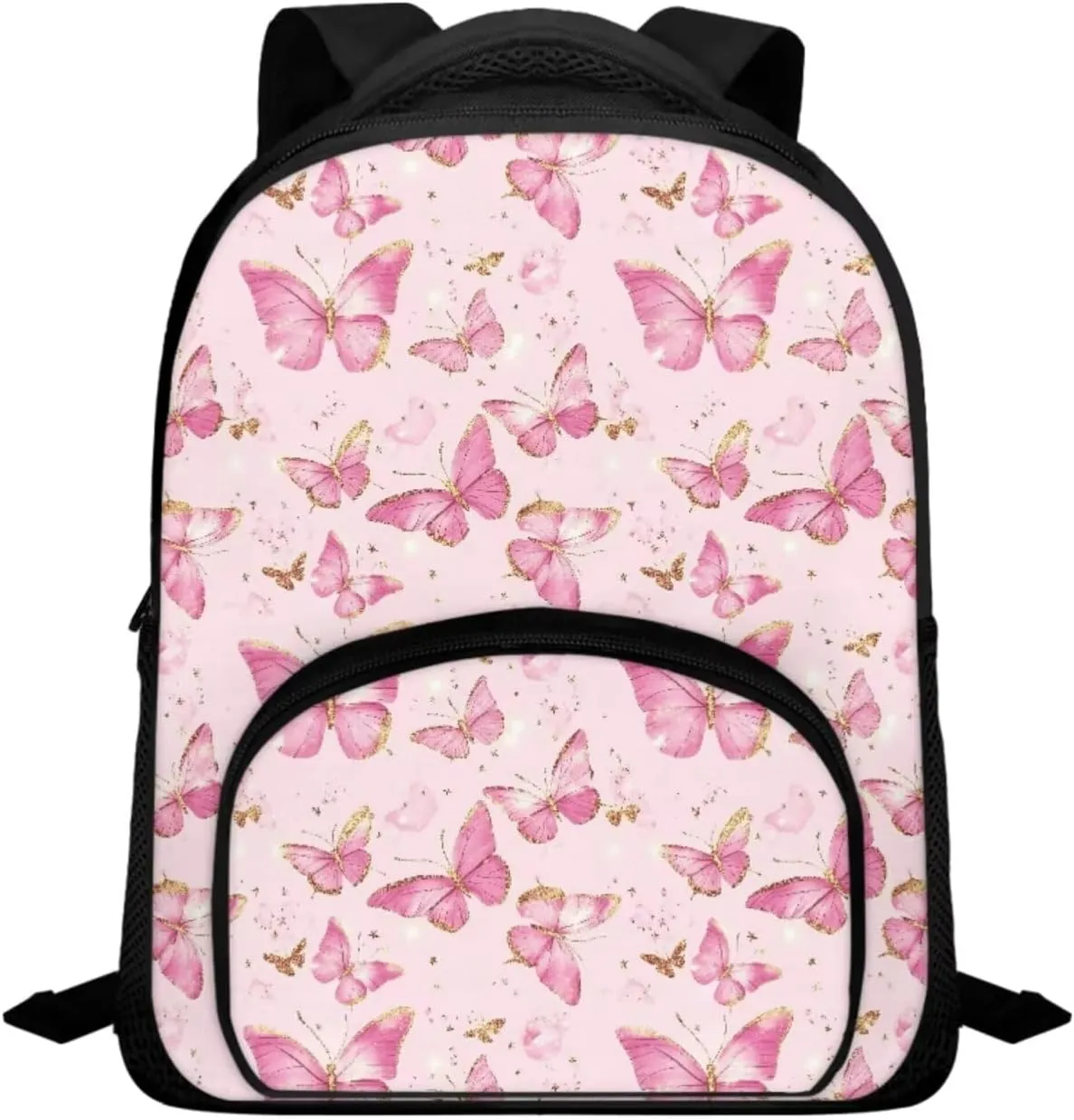Butterfly School Bags for Girls Kids Backpack for School Girls Cute Backpack Set Lunch Box & Pencil Case Lightweight Backpacks