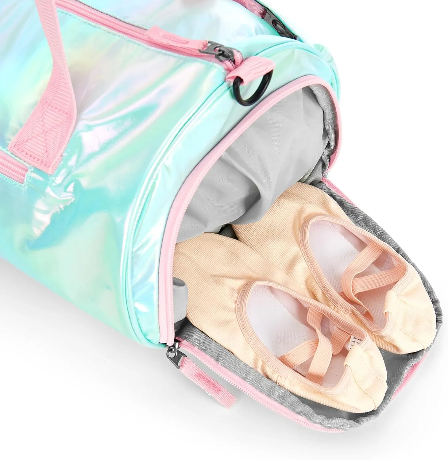 Choco Mocha Dance Bag for Toddler Girls Ballet Bags for Girls 4-6 6-8 With Shoe Compartment, Colorful Green