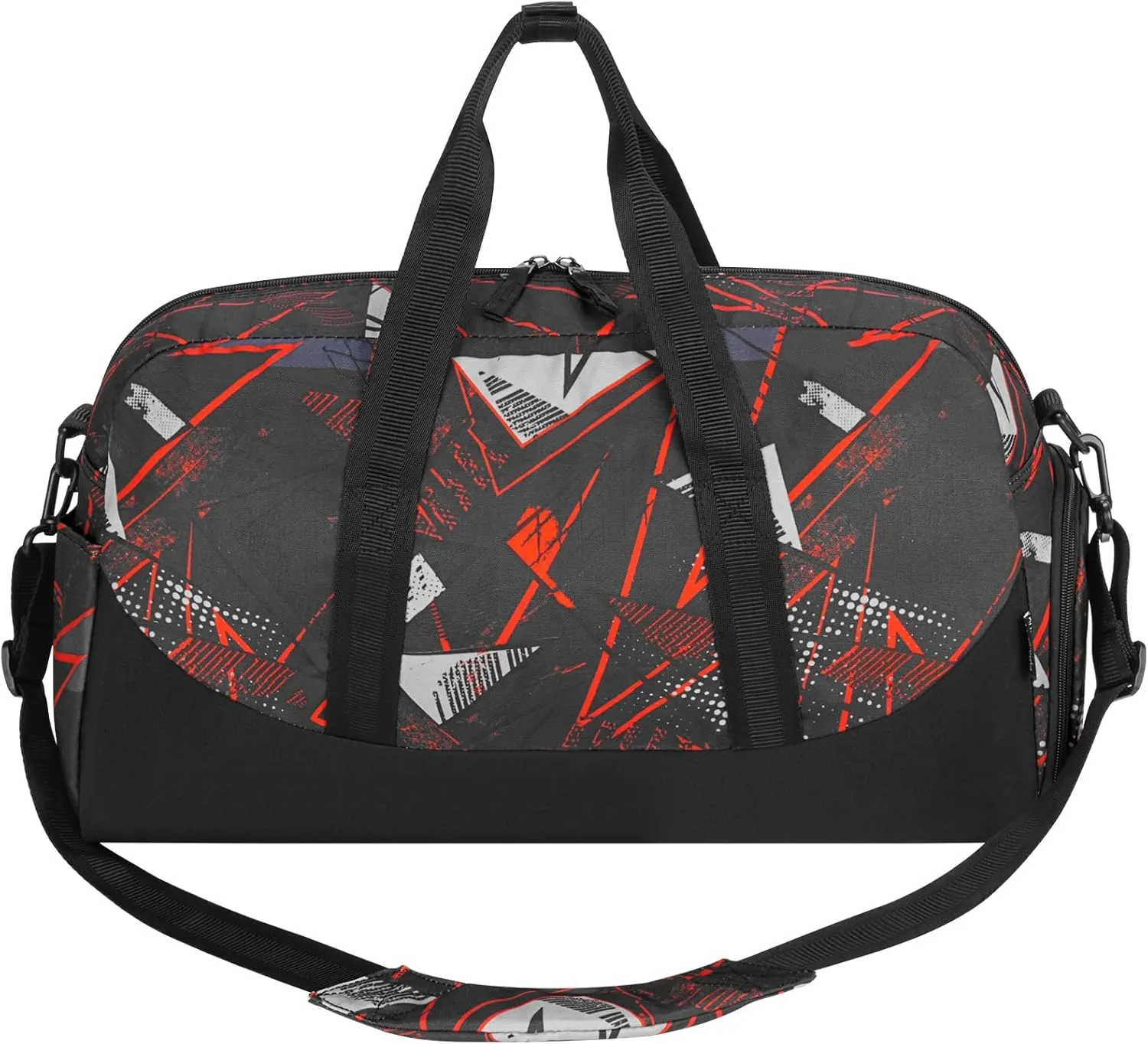 Choco Mocha Kids Duffle Bag for Boys & Toddlers - Travel, Overnight & Sleepover Bag - Black & Red