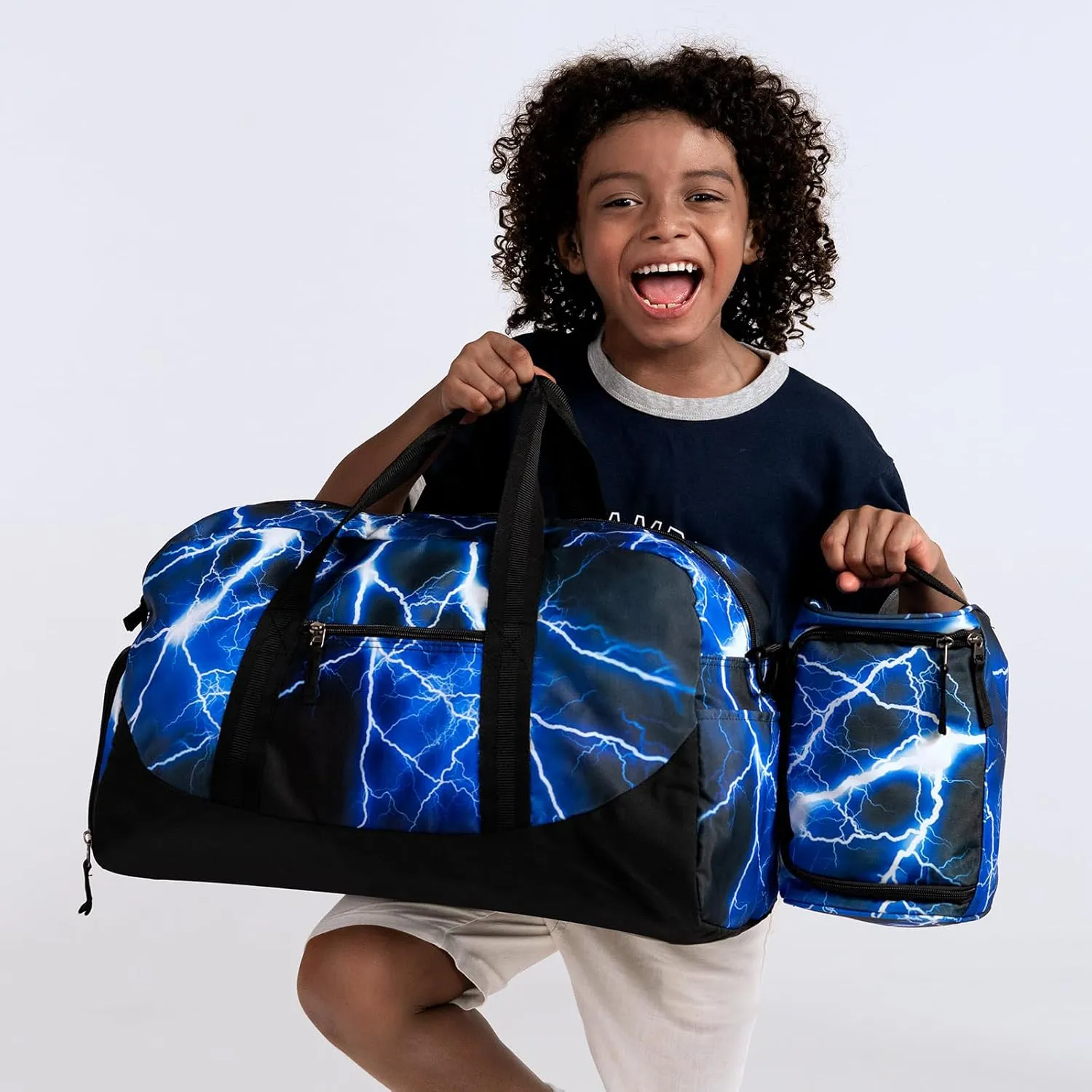 Choco Mocha Kids Duffle Bag for Boys & Toddlers - Travel, Overnight & Sleepover Bag - Black & Red