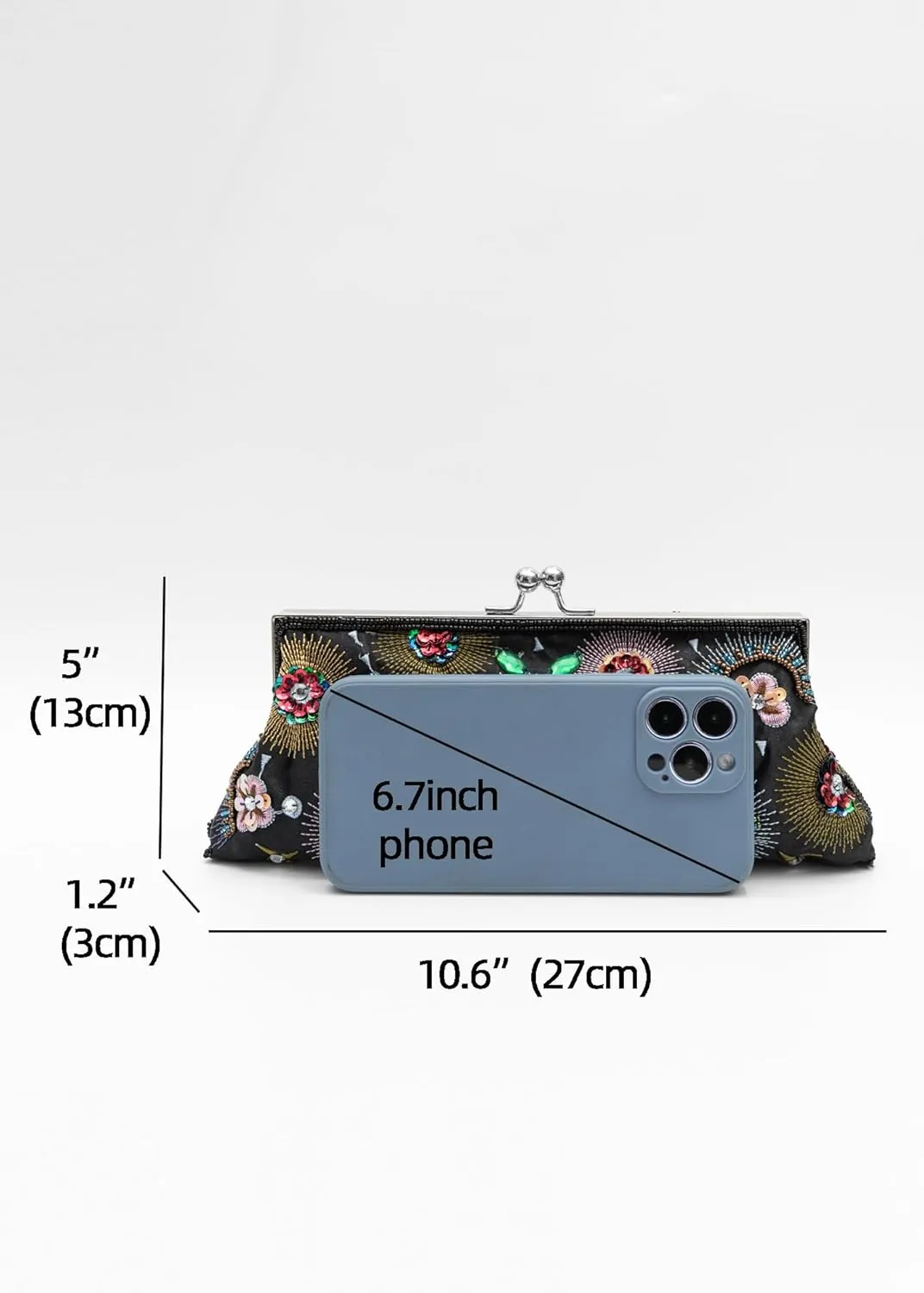 Colorful Floral Leaves Embroidered Sequined Clutch Purse Small Flower Prom Purse Wedding Handbag Women Evening Bag