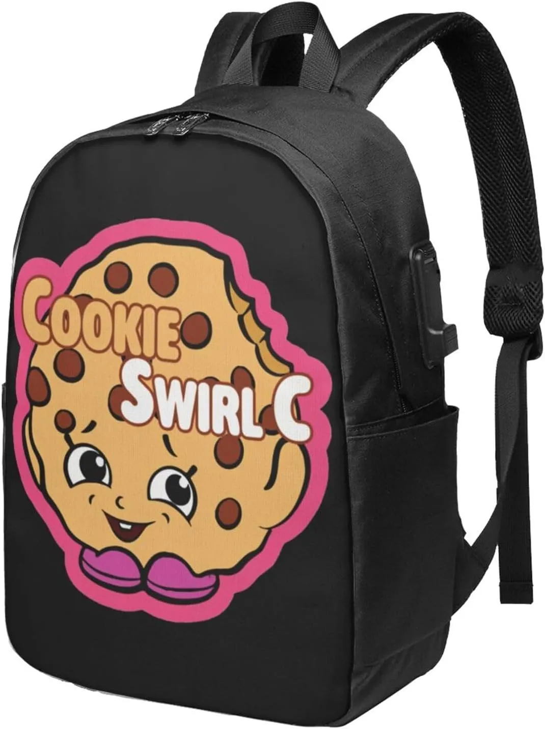 Cookie Music Swirl And C Bookbag Travel Laptop Bag For 17 Inch Notebook With Usb Charging Port