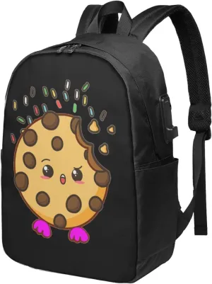 Cookie Music Swirl And C Bookbag Travel Laptop Bag For 17 Inch Notebook With Usb Charging Port