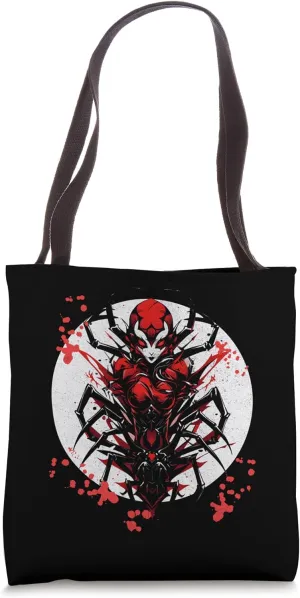 Creepy Black Spider Widow Human Face Bloody Halloween Tote Bag