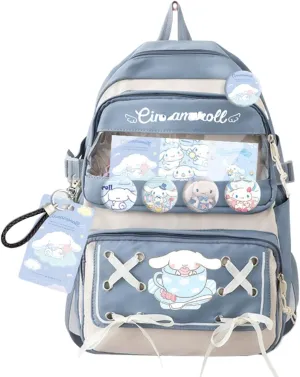 Cute Cool Backpack for Teens Girls, Ita Bag Kawaii Backpack with Kawaii Pins Accessories for Christmas Gifts (Blue)