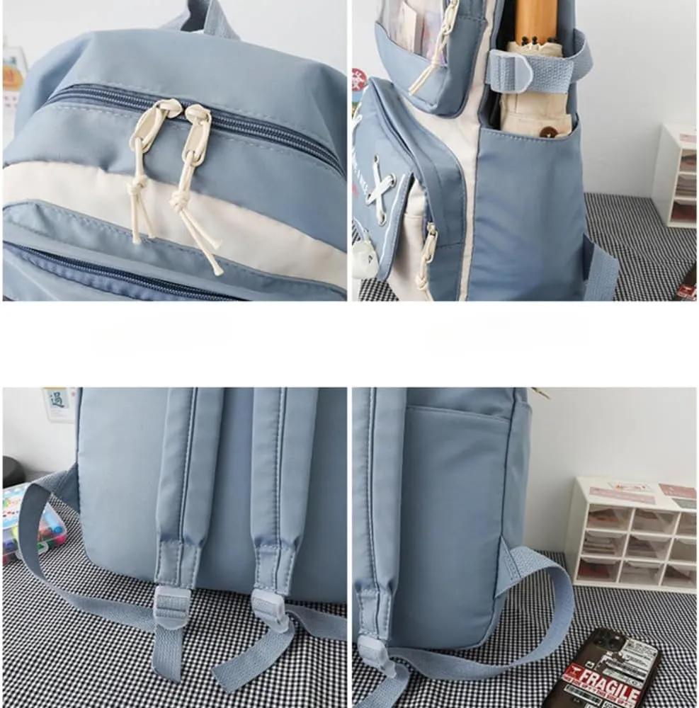 Cute Cool Backpack for Teens Girls, Ita Bag Kawaii Backpack with Kawaii Pins Accessories for Christmas Gifts (Blue)