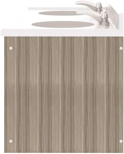 Double Laminate Floor Vanity Bathroom Sink with Marble Top, Modern Bathroom Sink for Children and Toddlers for Preschool, Nursery or Schools, Ready-to-Assemble, 49" Wide, Shadow Elm Gray