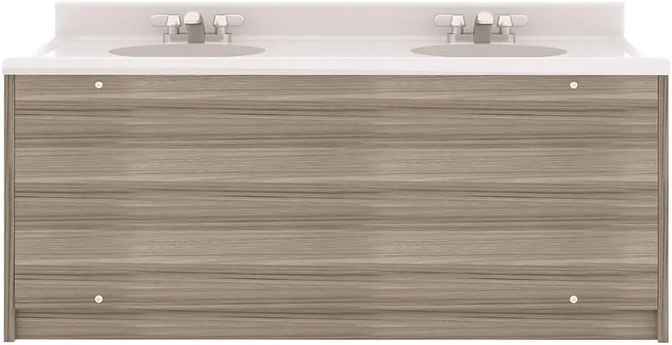 Double Laminate Floor Vanity Bathroom Sink with Marble Top, Modern Bathroom Sink for Children and Toddlers for Preschool, Nursery or Schools, Ready-to-Assemble, 49" Wide, Shadow Elm Gray
