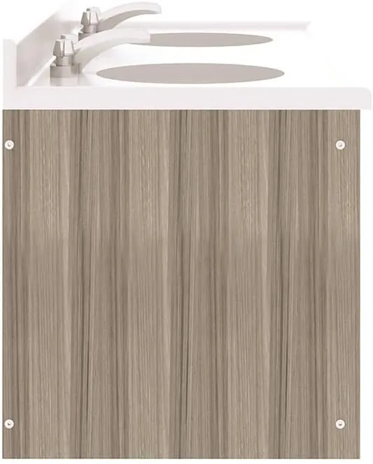 Double Laminate Floor Vanity Bathroom Sink with Marble Top, Modern Bathroom Sink for Children and Toddlers for Preschool, Nursery or Schools, Ready-to-Assemble, 49" Wide, Shadow Elm Gray