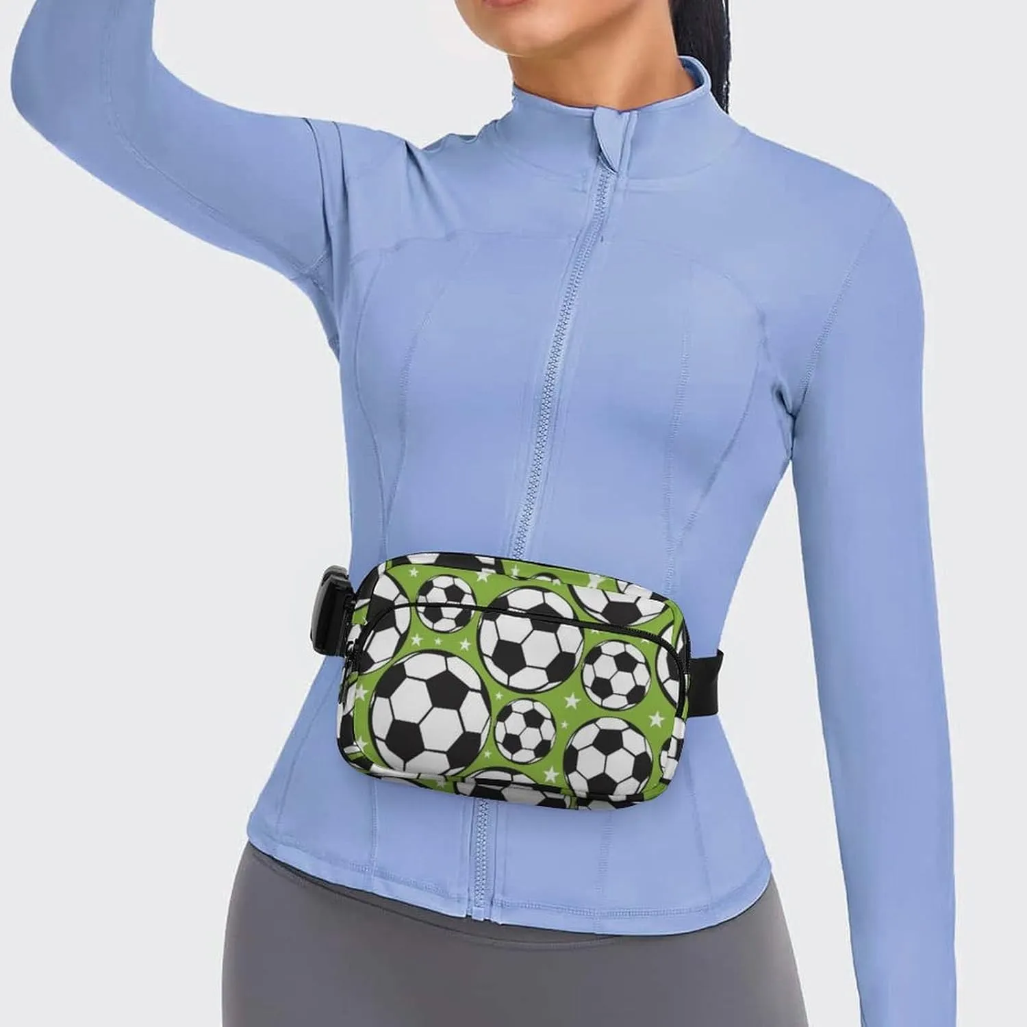 Fanny Pack for Women Men Sport Soccer Ball Belt Bag Green Waist Pack Bum Bag for Running Cycling Hiking Travel Workout with Adjustable Strap