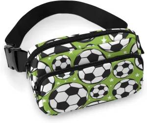 Fanny Pack for Women Men Sport Soccer Ball Belt Bag Green Waist Pack Bum Bag for Running Cycling Hiking Travel Workout with Adjustable Strap