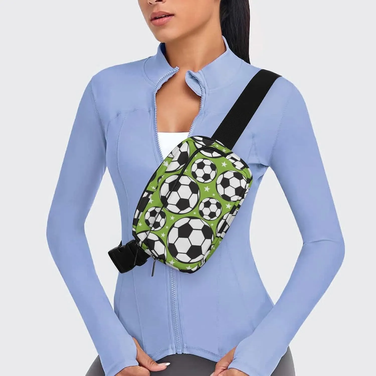 Fanny Pack for Women Men Sport Soccer Ball Belt Bag Green Waist Pack Bum Bag for Running Cycling Hiking Travel Workout with Adjustable Strap