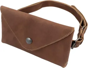 Hide & Drink, Waist Pouch, Fanny Pack, Medieval Bag, Vintage Purse, Phone Holder Cable Case, Easy Travel for Digital Nomads, Full Grain Leather, Handmade, Single Malt Mahogany