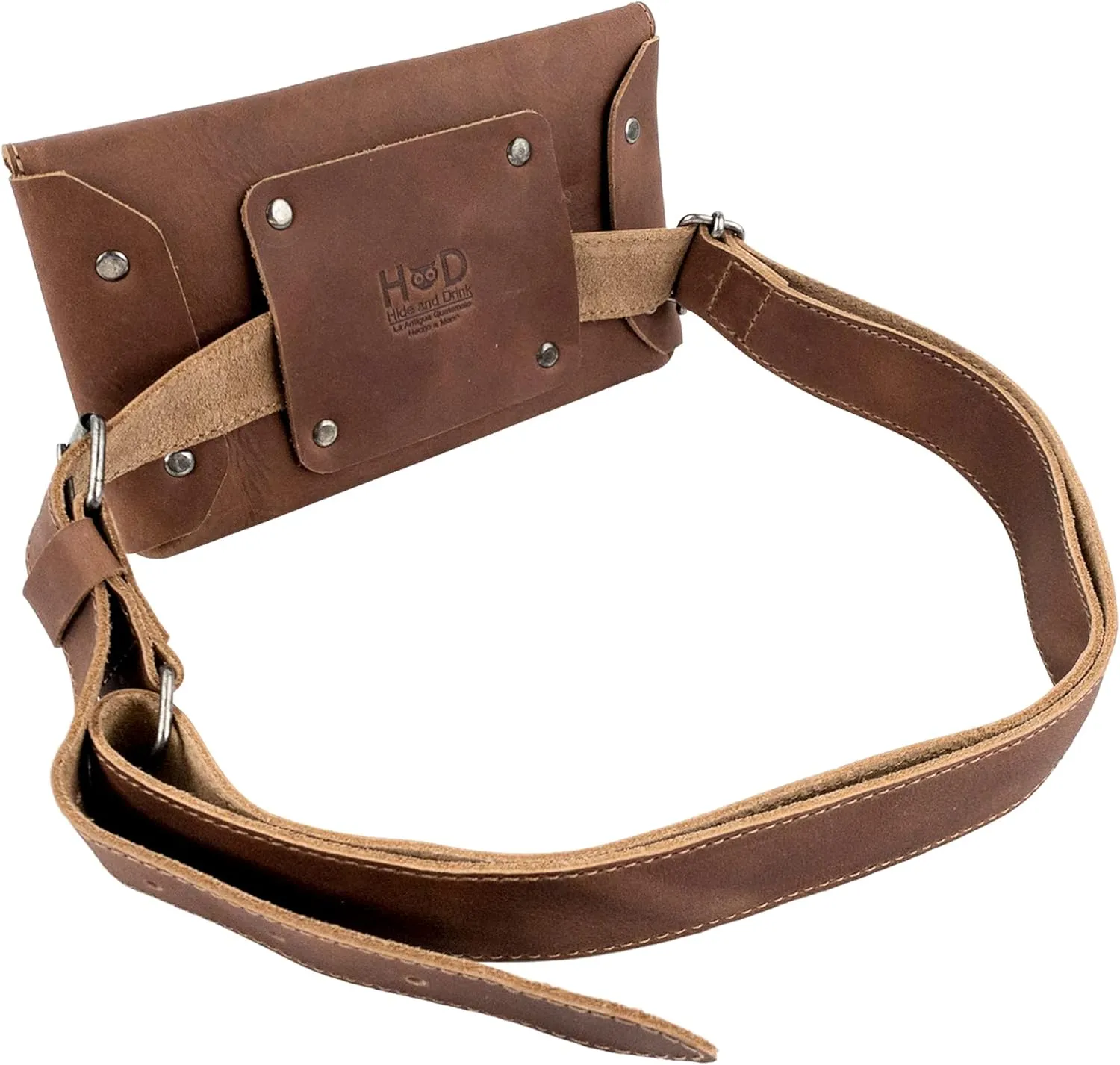 Hide & Drink, Waist Pouch, Fanny Pack, Medieval Bag, Vintage Purse, Phone Holder Cable Case, Easy Travel for Digital Nomads, Full Grain Leather, Handmade, Single Malt Mahogany