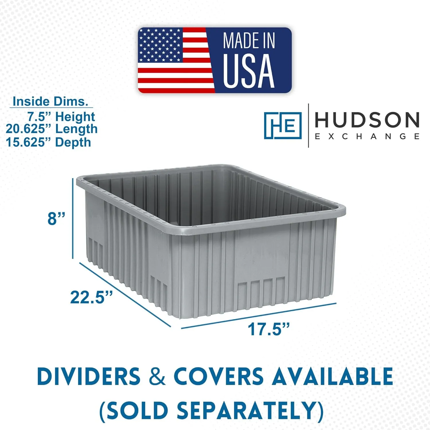 Hudson Exchange 22.5 x 17.5 x 8" Customizable Divider Grid Box Container Tote, Gray