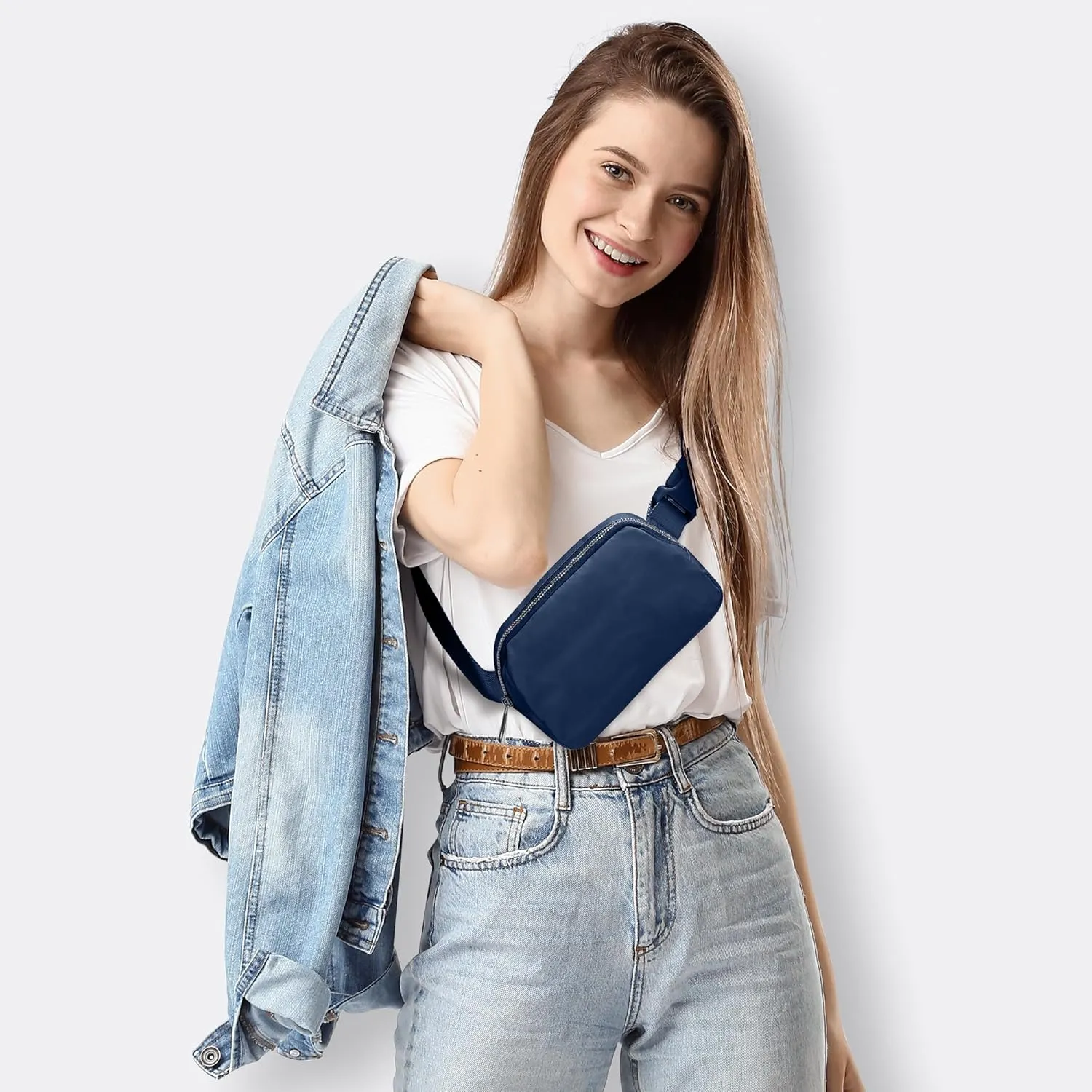 JSJ Mini Fanny Pack for Women & Men,Valentines Day Gifts for Girls Teens Kids Daughter Sister Her,Trendy Stuff Crossbody Bags Cute Everywhere Belt Bags. (Blue)
