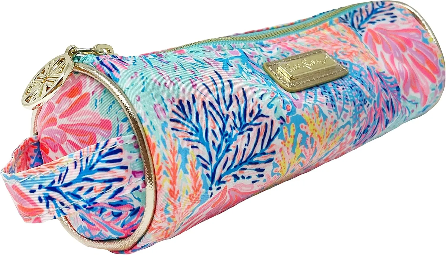 Lilly Pulitzer Cute Pencil Case, Colorful Zipper Pouch for Office Supplies, Small Travel Bag with Carrying Handle, Splashdance