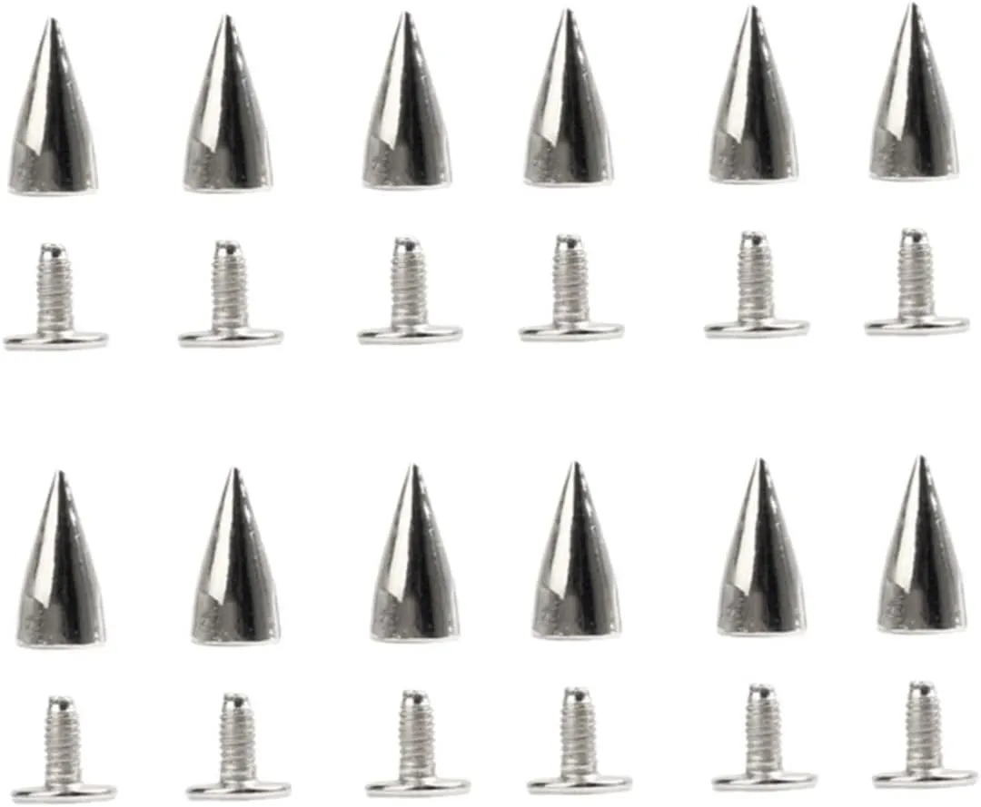 Lurrose 20pcs Cone Spikes Studs for DIY Leather Crafts Punk Style Rivets for Shoes Bags Belts and Jackets Durable Fasteners for Unique Fashion Projects