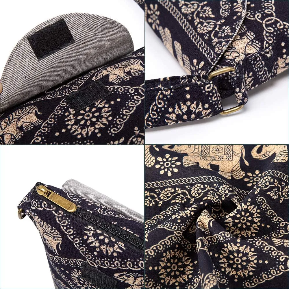 OPQRSTU Women's Retro Small Size Canvas Shoulder Bag Hippie Boho Crossbody Handbag