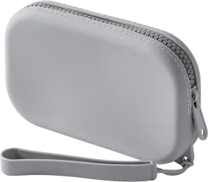 Portable Silicone Makeup Bag for Women, Small Travel Waterproof Toiletry Cosmetic Bag, Zipper Closure Organizer Makeup Case with Handle (Dark Grey)