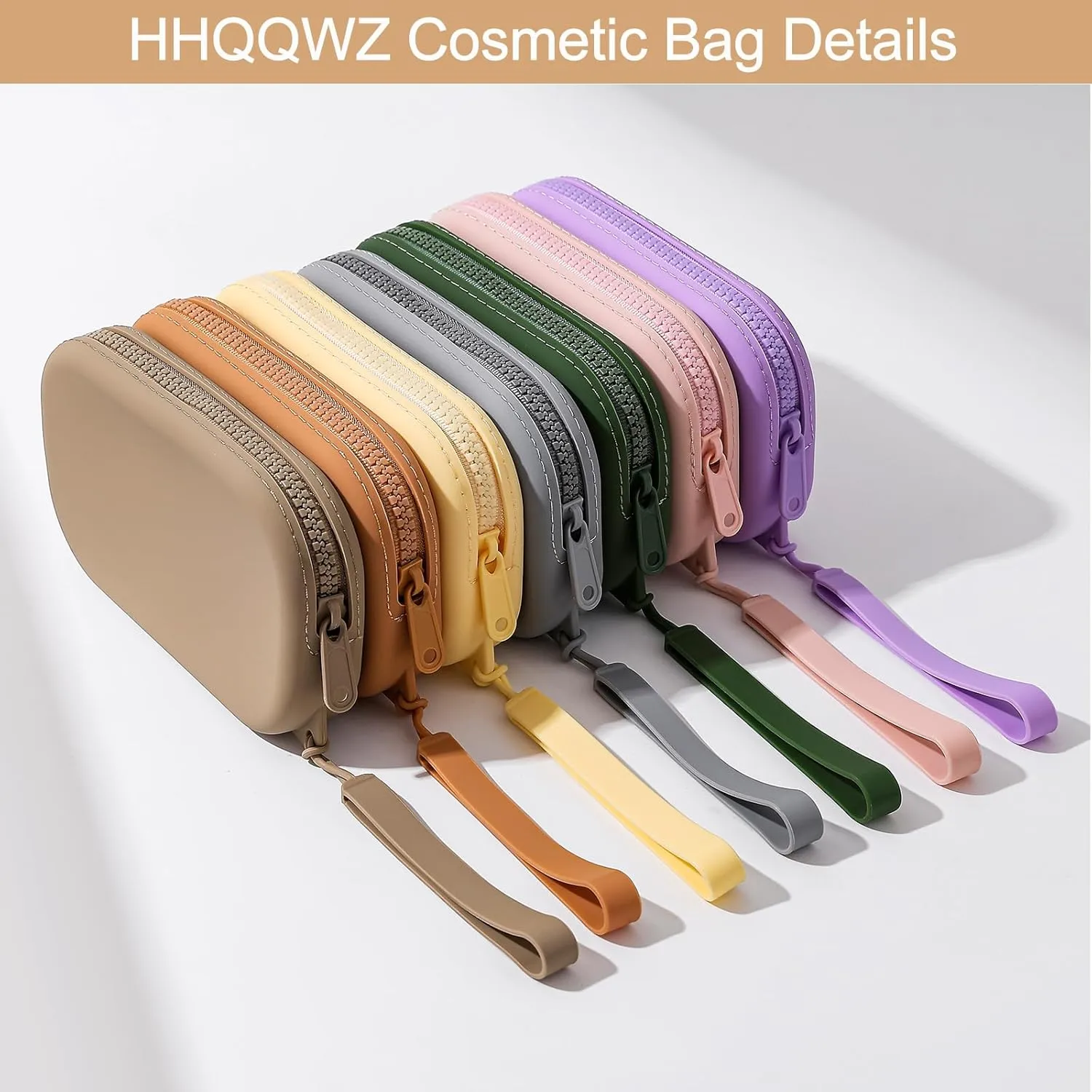 Portable Silicone Makeup Bag for Women, Small Travel Waterproof Toiletry Cosmetic Bag, Zipper Closure Organizer Makeup Case with Handle (Dark Grey)