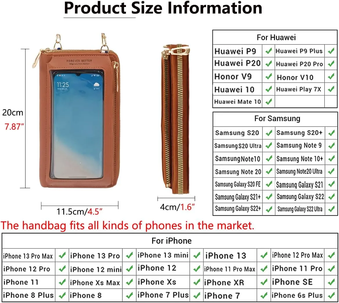 PORT&LOTUS Small Crossbody Handbags for Women Cell Phone Purse Wallet Ladies Women's Clutch PU Leather Shoulder Bags