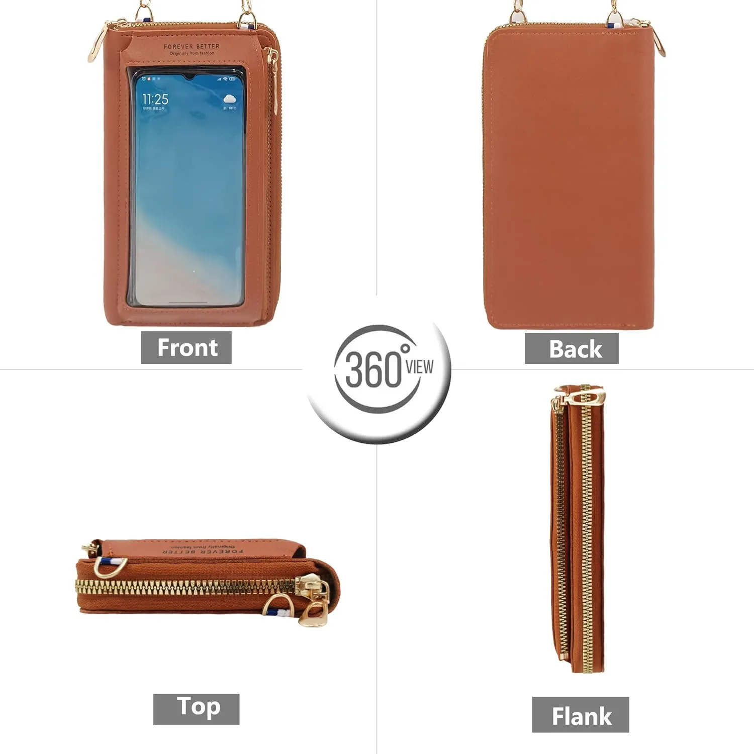 PORT&LOTUS Small Crossbody Handbags for Women Cell Phone Purse Wallet Ladies Women's Clutch PU Leather Shoulder Bags