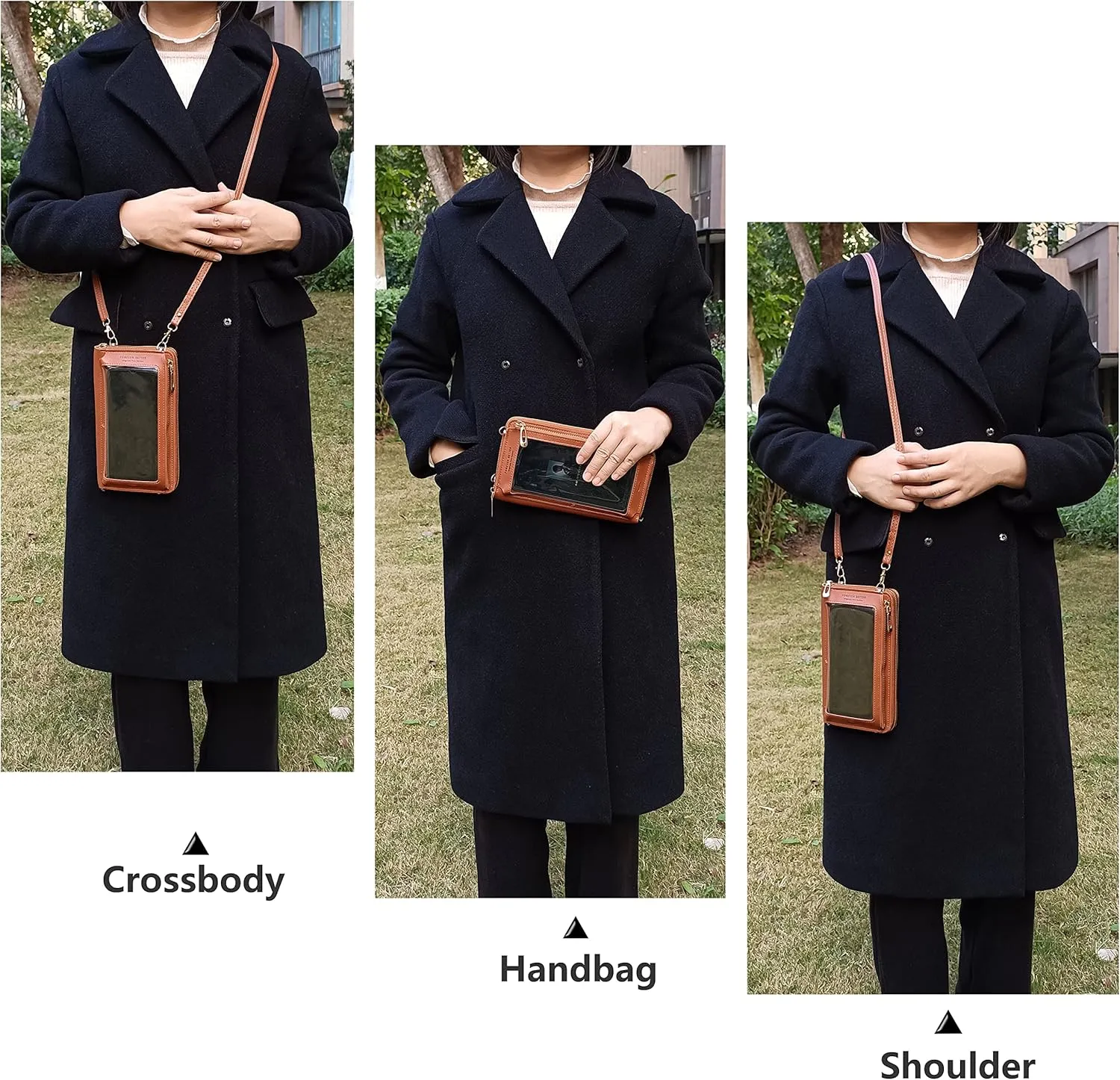 PORT&LOTUS Small Crossbody Handbags for Women Cell Phone Purse Wallet Ladies Women's Clutch PU Leather Shoulder Bags