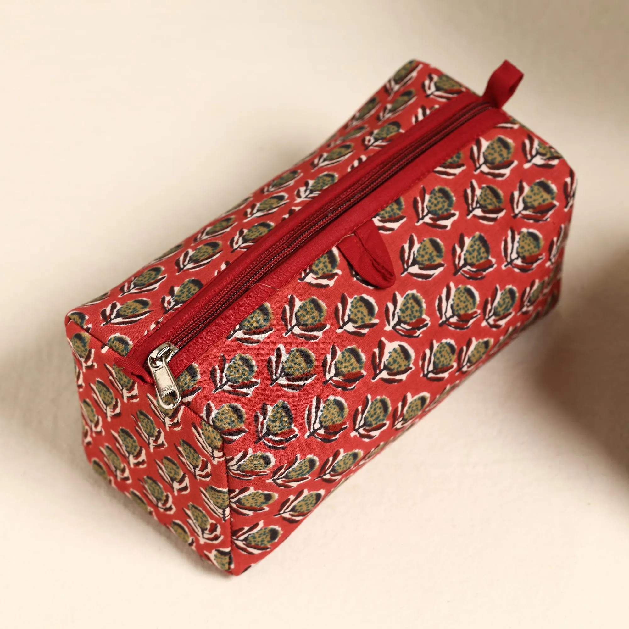 Red - Handmade Cotton Toiletry Bags (Set of 3) 128