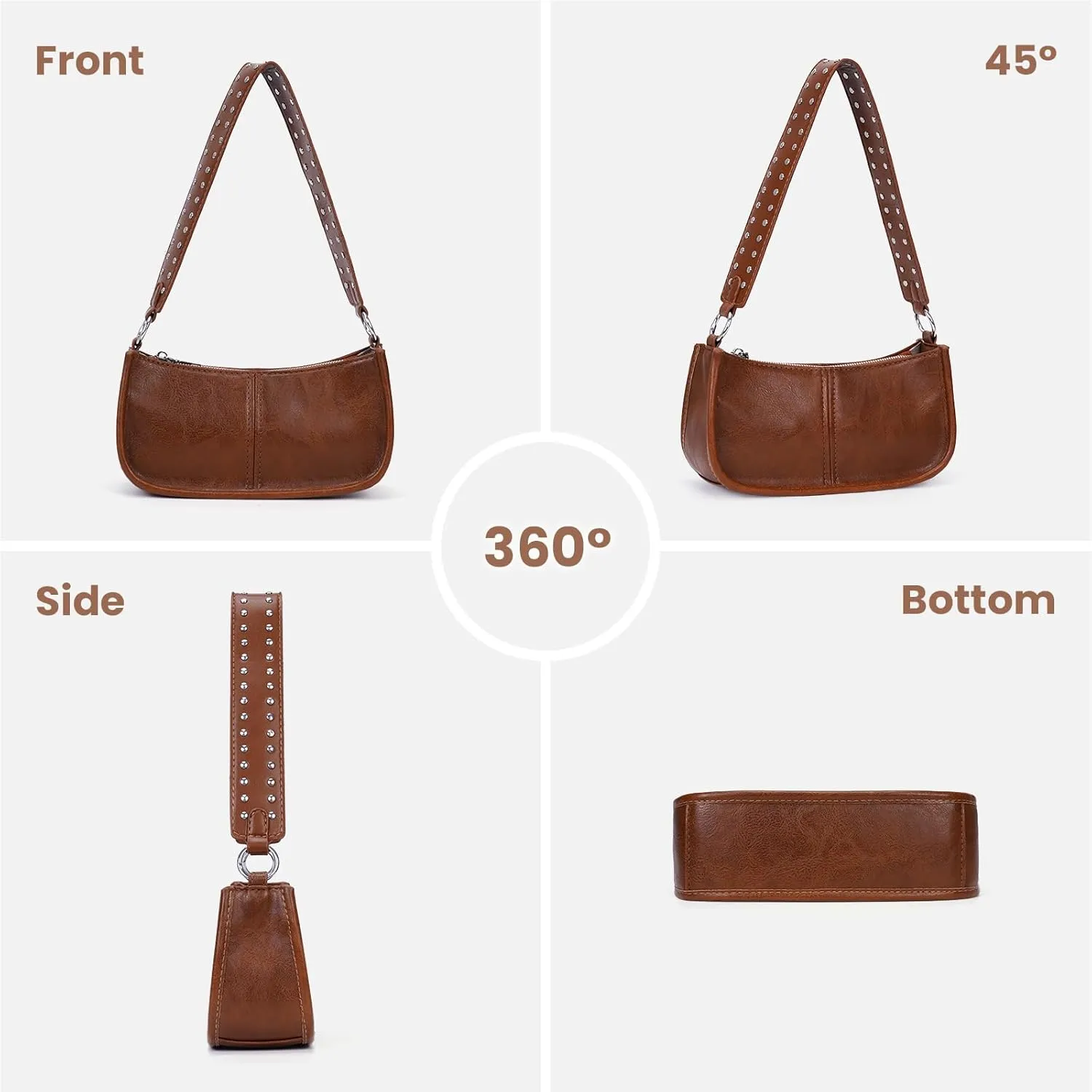 Shoulder Bags for Women Y2k Purse and Handbags Retro Studded Crossbody Bag Small Shoulder Purse Leather Hobo Handbag