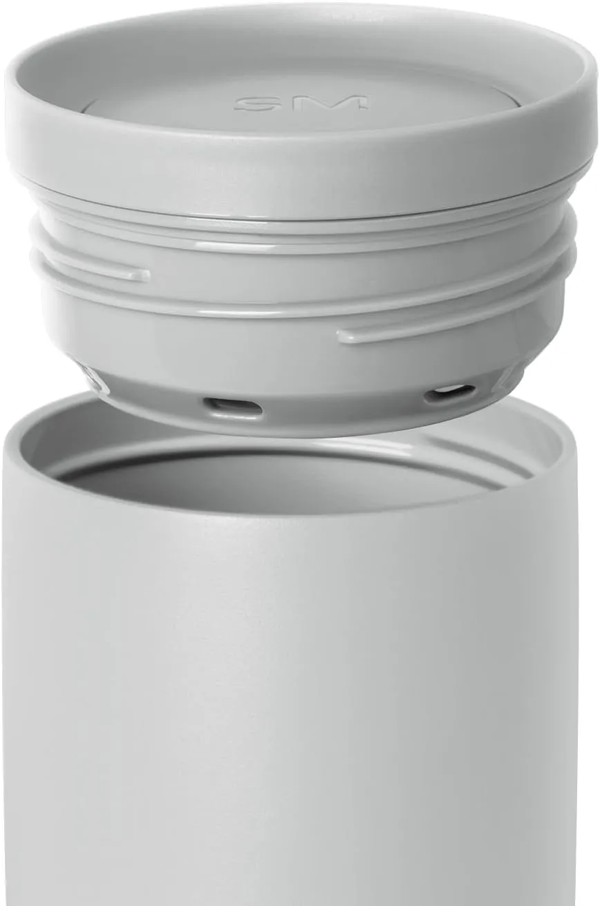 Simple Modern Travel Coffee Mug Tumbler with 360 Lid | Ceramic-Lined Insulated Stainless Steel Cold Brew Iced Coffee Cup Thermos | Gifts for Women Men Her Him | Voyager Signature | 16oz | Ice Gray
