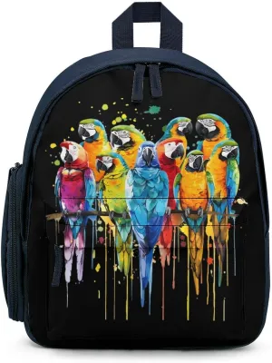 Watercolor Parrots Cute Backpack Daily Casual Daypack Travel Mini Bag with Adjustable Strap Blue-style-34