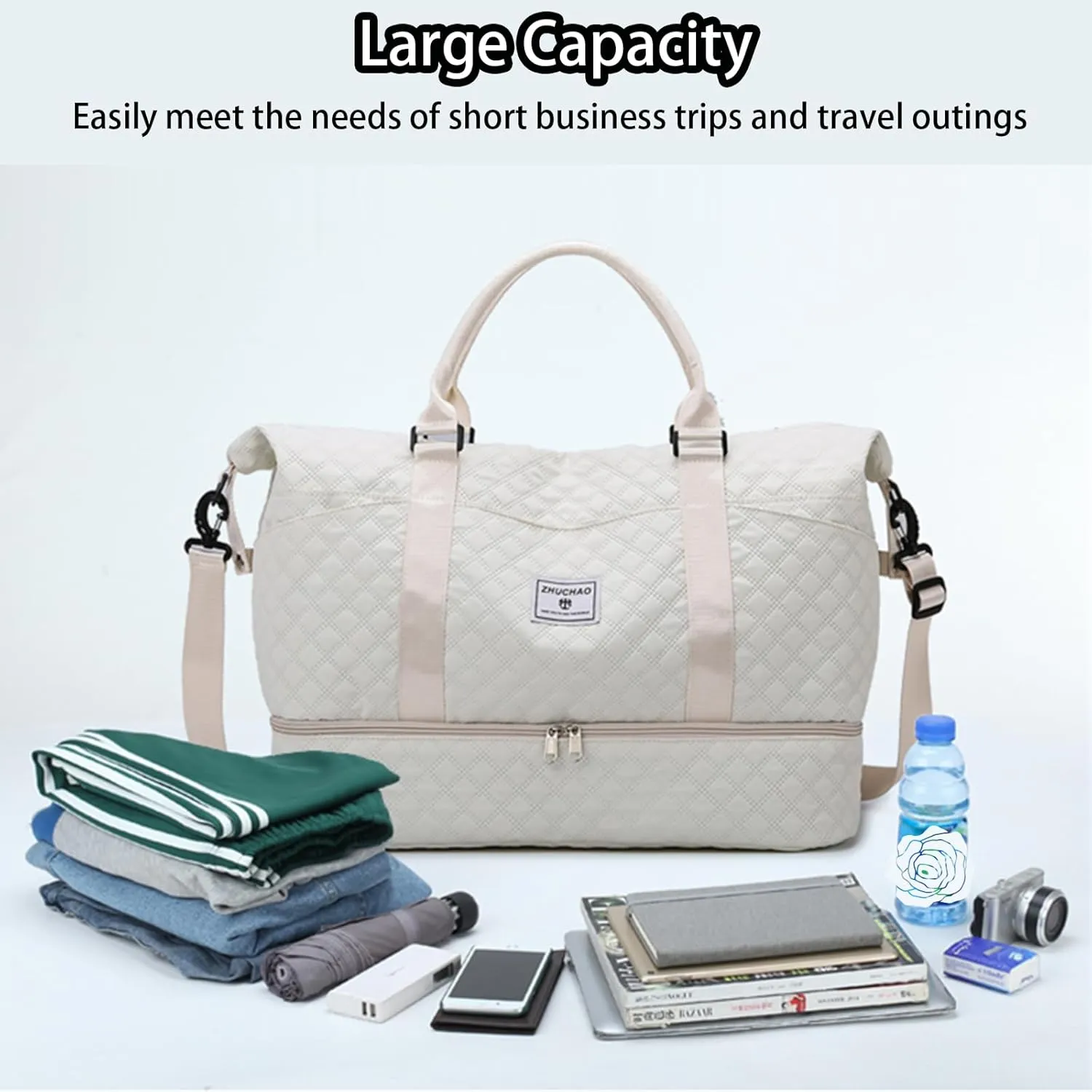 Weekender Bags for Women, Personal Item Travel Bag with Shoes Compartment, Travel Duffel Bags with Toiletry Bag for Gym Hospital Fitness(Light Green)