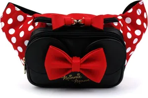Winghouse x Minnie Red Ribbon Polka Dot Fanny Pack Sling Chest Travel Trip Bum Bag Bag for Girls Ladies (Large)